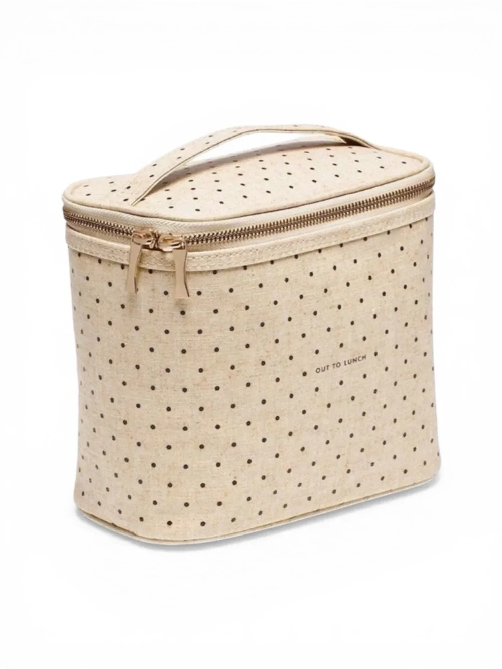 Kate Spade Coated‑Linen “Out to Lunch” Polka Dot Insulated Lunch Bag – NWOT